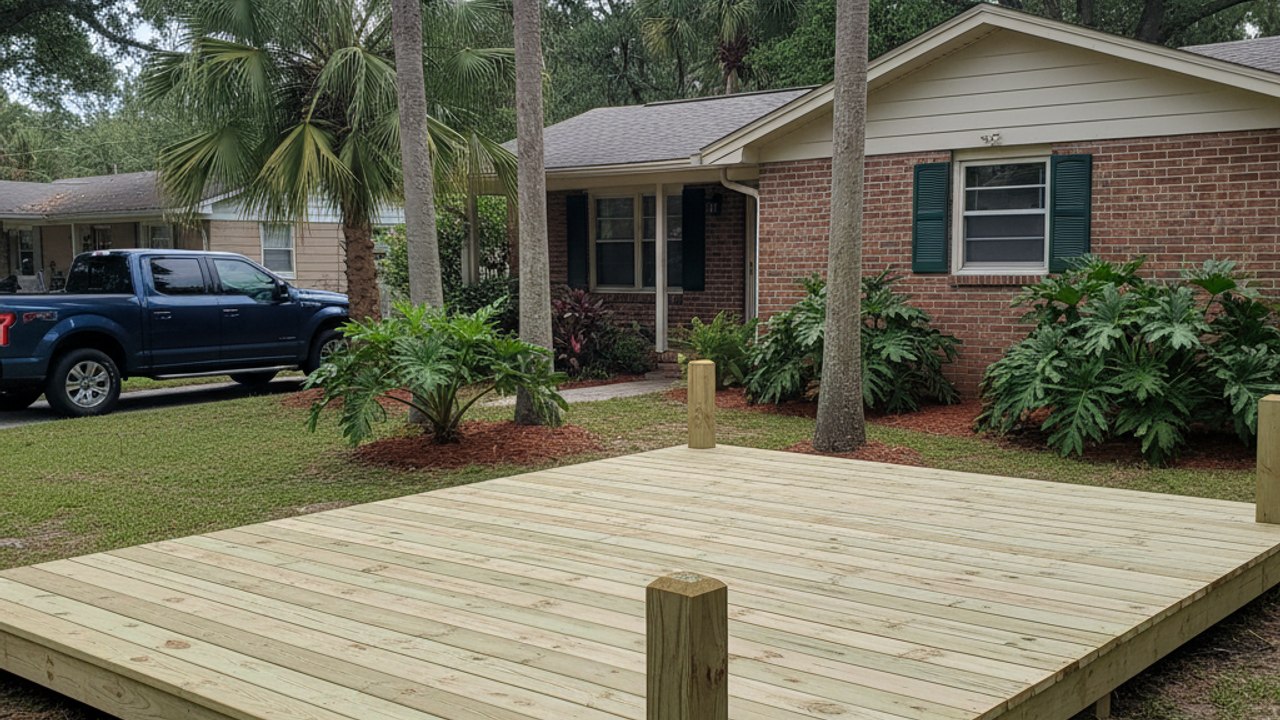 Neighborly Deck Co crew working on a home